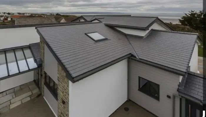 Modern slate-effect roof on a new-build home